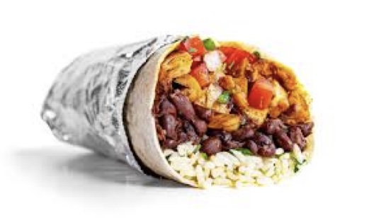 Burrito in foil wrapper