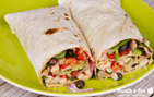 Chicken and black bean salsa burritos