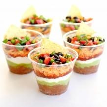 Four cups of seven layer bean dip