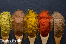 Collection of spices in spoons