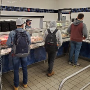 Students going through the lunch line