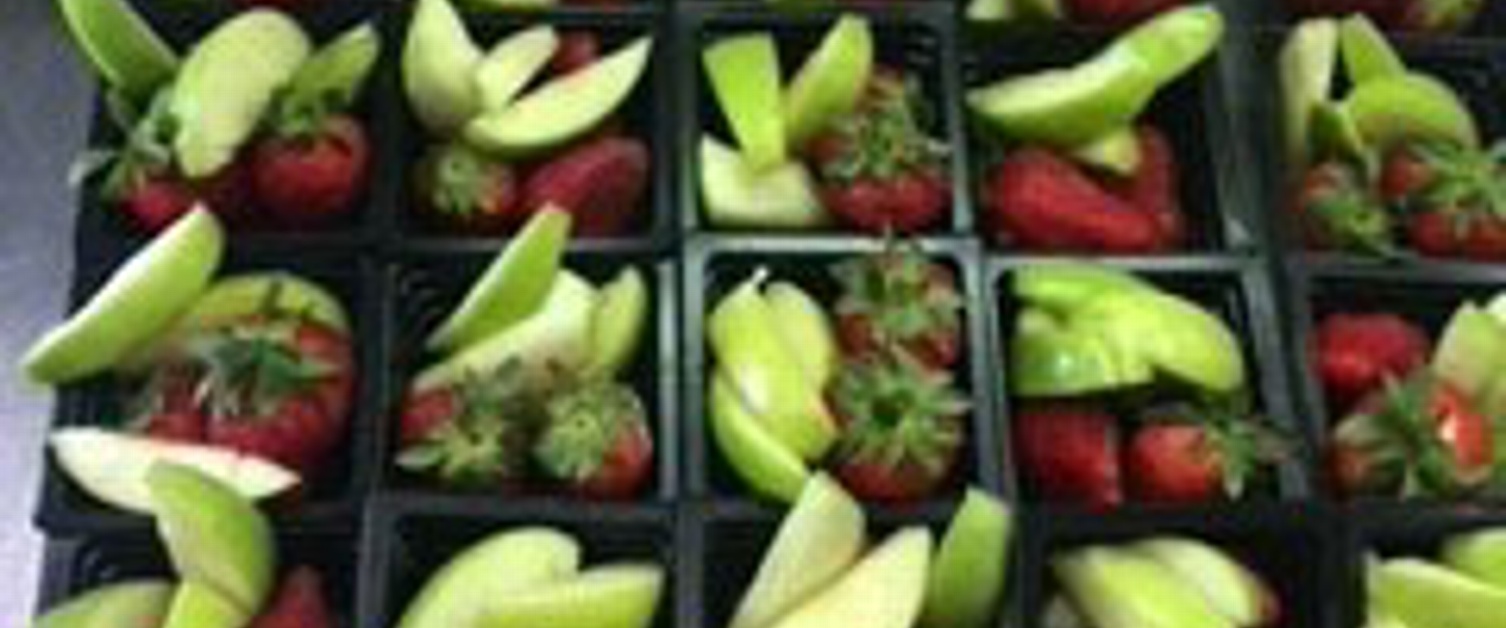 Tray of apples and strawberries